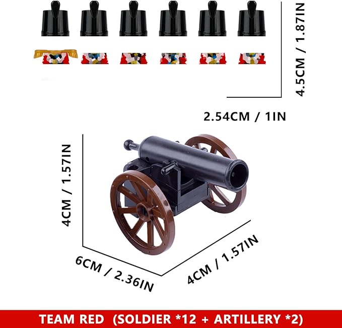 Revolutionary War Building Blocks Set 12 British &amp 12 French Soldier Figures Weapons Cannons Accessories Napoleonic Civil War Battle