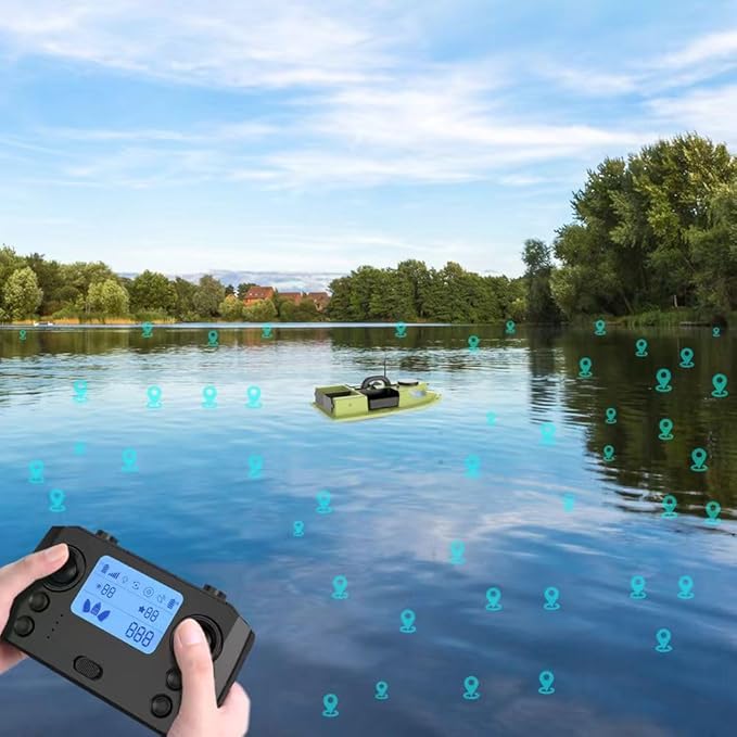 GPS RC Bait Boat for Fishing - 500m Range Auto Return &amp Cruise 4.4lbs Capacity Dual 5200mAh Waterproof for Carp/Catfish