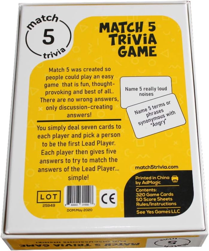 Game - Simple Fun Answer Matching Trivia Game for Holidays Family Friends. 3+ Players.