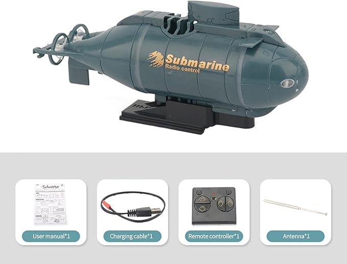 Mini Remote Control Nuclear Submarine - High Speed Waterproof RC Boat for Submersible in Pools Lakes and Ponds - Ideal Gift for Kids and Boys(Blue)