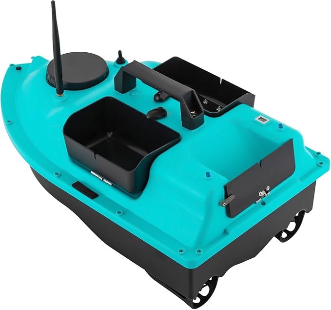 RC Bait Boat 600m/1968ft Long-Distance Control Surf Fishing Bait Boat 4.4LBS Loading Capacity with Dual 5200mAh Battery and LCD for Lake/Ocean Angling Auto Navigation (Blue)