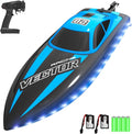 VOLANTEXRC RC Boat 20MPH Fast Remote Control Boat with Lights 2.4Ghz Toy Boat for Pools and Lakes with 2 Rechargeable Batteries Toys Gifts for Adults Blue