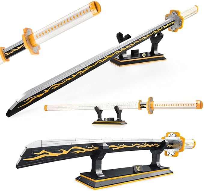 Zenitsu Demon Swords Building Set39in Demon Sword Building Block with Scabbard and Stand Model Kits ToyCreative Samurai Sword Gifts for Adults and Kids Boys 8-14 (956 PCS)