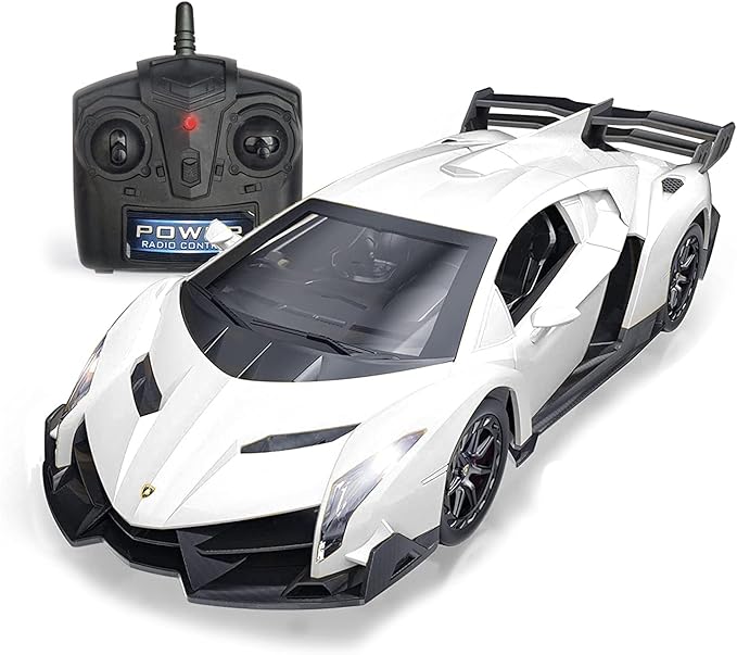 QUN FENG Remote Control RC CAR Racing Cars Compatible with Lamborghini Veneno Officially Licensed 1:24 Toy RC Cars Model Vehicle for Boys 678 Years OldWhite