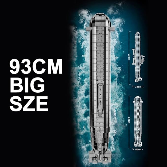 941 Nuclear Submarine Military Series Battleship Building Kit 4474 Pieces - The World's Largest Nuclear Submarine Toy Gift Ship Building Block Set for Adult Collection