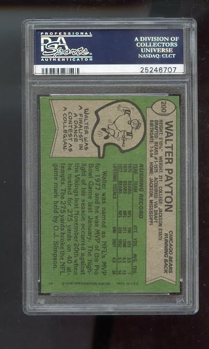 1978 Topps #200 Walter Payton PSA 8 (OC) Graded Football Card NFL Chicago Bears