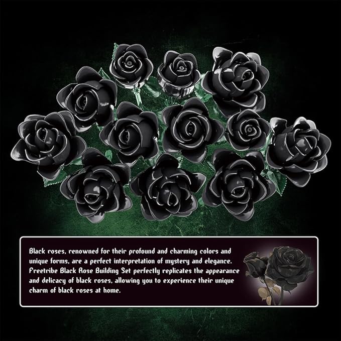 39094 Dark Rose Building Blocks Flower Set 585 Pieces of Floral and Plant Series Block Sets Adult Creative Enthusiast Model Gifts and Unique Collectibles Can be Used for Room Decoration