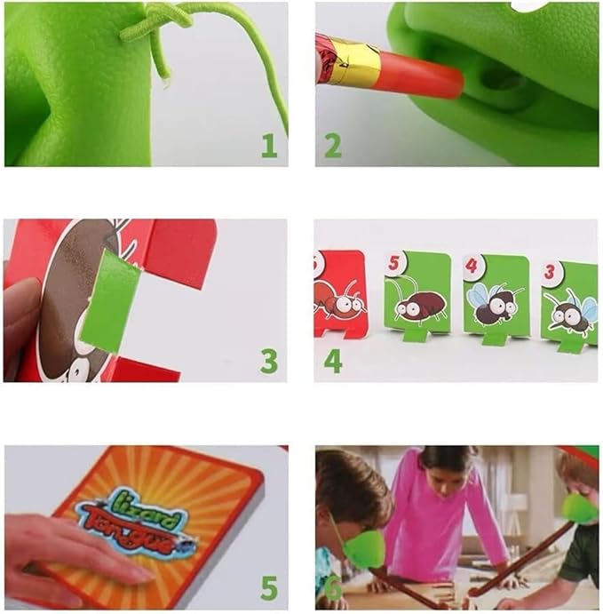 Chameleon Tongue Shooting Game Frog Mask with Blow Tongue Multiplayer Party Game Fun and Engaging Family Board Games Quick Reflexes and Precision Skill Challenge with Insect Cardboard (8 Sets)