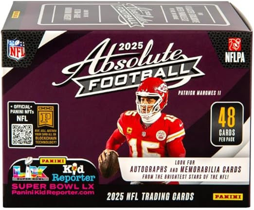 NEW 2025 ABSOLUTE Football Card BLASTER Box Chance for KABOOMs! - Bonus Patrick Mahomes Card-Sized Print