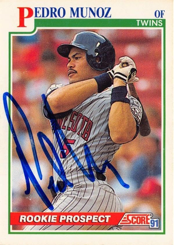 Sports Memorabilia Autograph Warehouse 246361 Pedro Munoz Autographed Baseball Card - Minnesota Twins 1991 Score Rookie Prospect - No. 332