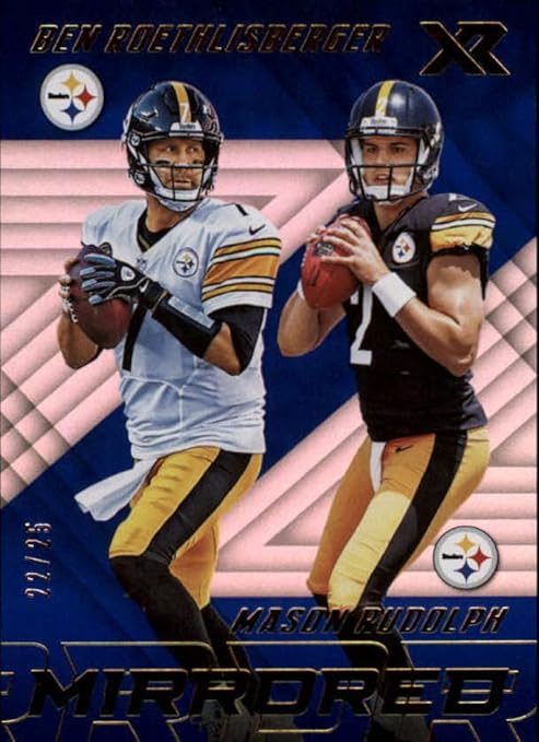 2018 Panini XR Mirrored Blue #25 Ben Roethlisberger/Mason Rudolph RC Rookie 22/25 NFL Football Trading Card Pittsburgh Steelers