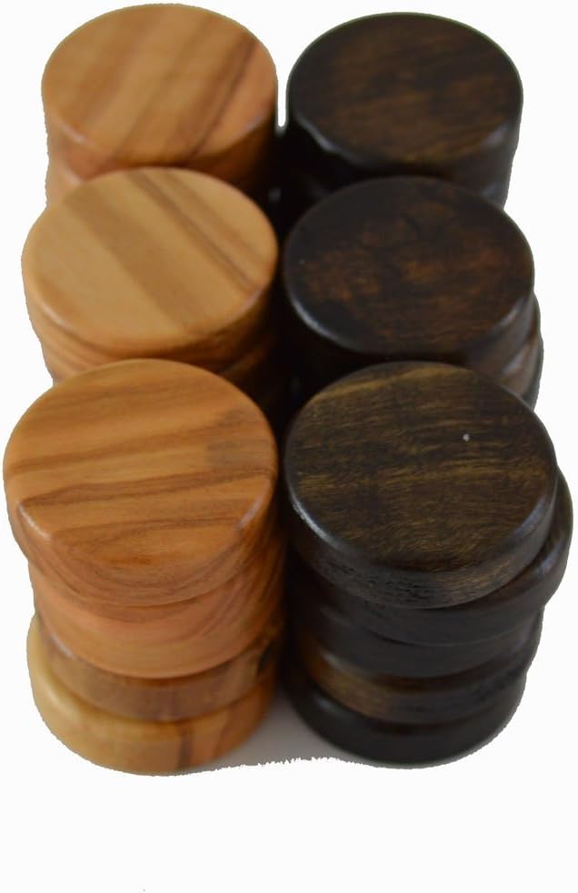 Manopoulos Olive Wood Traditional Backgammon Set - 19 Olive Wood Chips for 2 Players Ages 12+