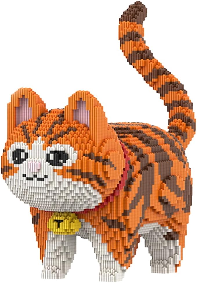 Animal Orange Striped Bell Cat Micro Building Blocks Set（8000PCS） Gift for Adult and Kid