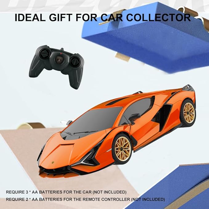 1:24 Scale Remote Control Car for Lamborghini Sian FKP 37 2.4GHz Model RC Cars Electric Sport Racing Hobby Vehicle Gift for Adults Kids Boys Girls - Orange