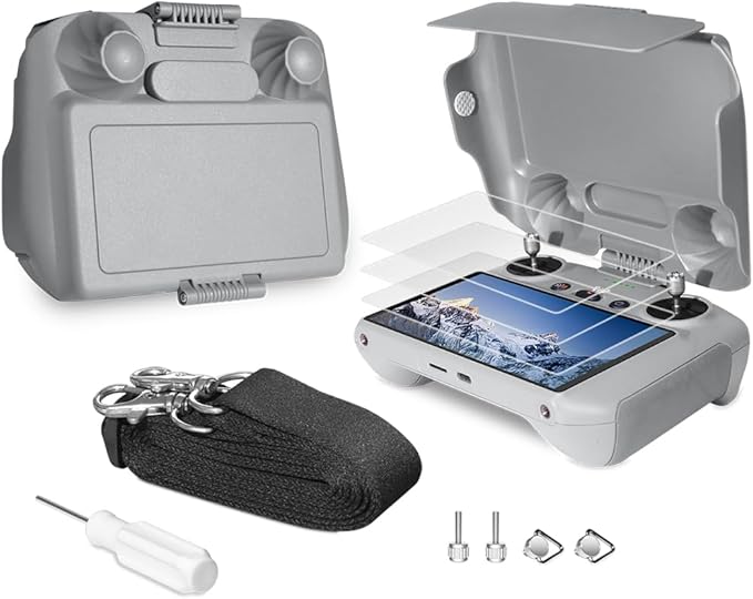 Sun Hood Kit for DJI Mini 3/3 Pro RC Controller Accessories - Anti-Glare Sun Shade Cover Screen Protector and Neck Lanyard
