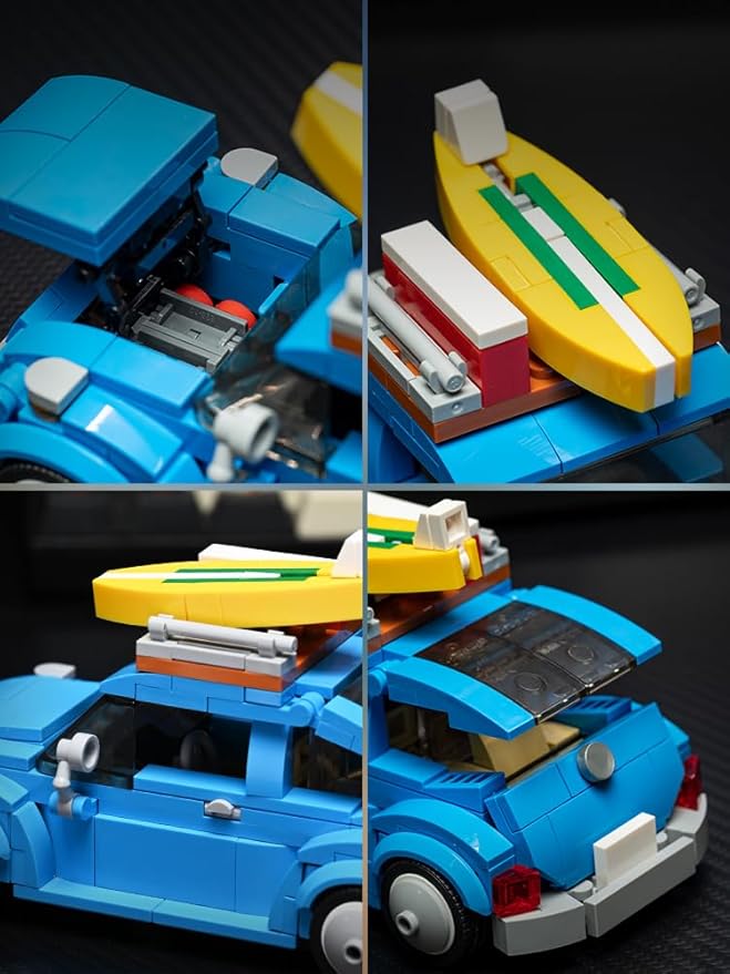 dOMOb VW Beetle Car Building Blocks Kit – 347 pcs Building Blocks Set w/Container Display Box – Modular Scale 1:32 Model – Bricks Toy for Kids &amp Adults 8+ – for Boys Hobbyist Collector