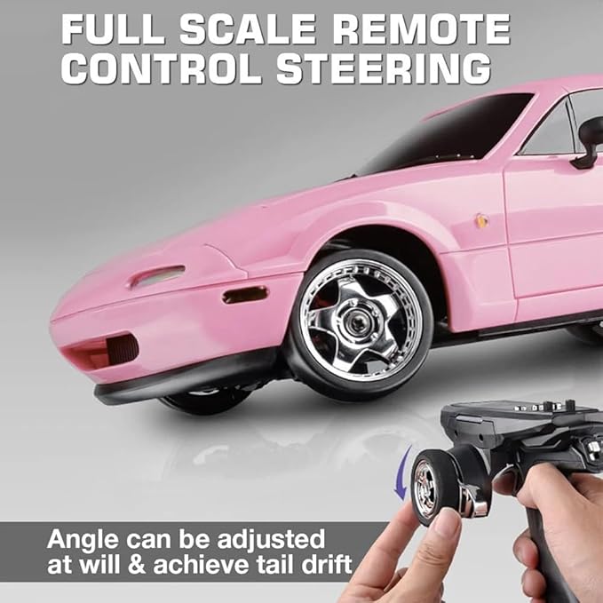 LDRC 1804 1/18 Scale Mini RC Drift Car with Gyro LED Lights RWD Full Proportional 2.4GHz Remote Control Racing Sport Drift Car Indoor Gift for Adult - RTR Version / 1 Battery