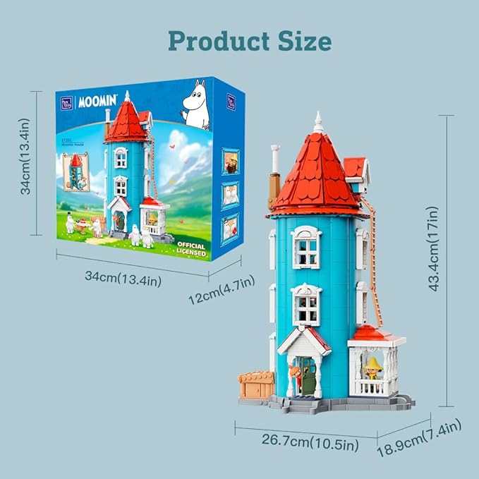 PANTASY Modular Fairytale House Building Set Blue Tower House with Classic Characters Openable Structure and Detailed Interior - Home Display Kit for Fans and Adults
