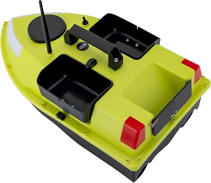 RC Bait Boat 600m/1968ft Long-Distance Control Surf Fishing Bait Boat 4.4LBS Loading Capacity with Dual 5200mAh Battery and LCD for Lake/Ocean Angling Auto Navigation (Green with light strip)