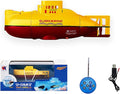 Mini RC Submarine Waterproof Remote Control Boat Underwater Diving Fish Tank Toy for Kids Birthday Gift（Yellow）