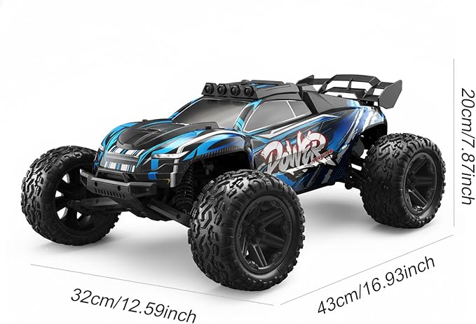 1:8 All Terrain Off Road RC Car 50KM/H Racing Drifting Climbing Monster Truck 2.4Ghz Remote Control LED Lights 2 Rechargeable 2600mAh Batteries Birthday