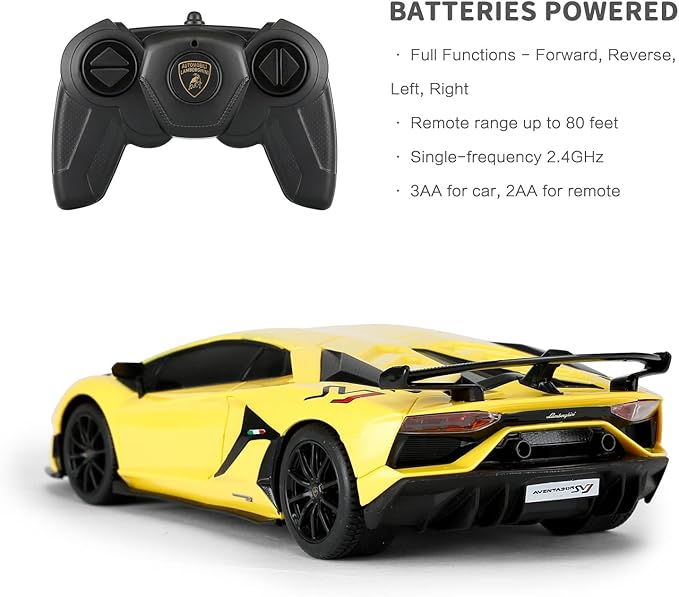 RASTAR Lamborghini Remote Control Car 1/24 RC Lamborghini Aventador SVJ RC Model Toy Car Yellow