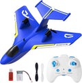 Remote Control Wireless Airplane Toy Gravity Gliders Airplane With Lights Rc Plane For Water Land &amp Air Rc Float Plane 2.4G 2 Channels Rc Remote Control Fighter Model Toy For Adults Kids (Blue