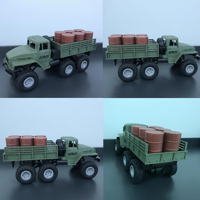 GoolRC RC Military Truck 1:16 Scale 6WD Remote Control Car 2.4GHz Off-Road RC Truck with LED Light and 2 Batteries All Terrain Army Transport Vehicle for Adults