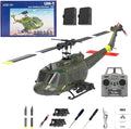 C032 UH-1 Huey RC Helicopter for Adults 1/48 Scale 2.4G 6CH Flybarless Stunt RC Plane 6-Axis Gyroscope Optical Flow Positioning TOF Lidar Height Setting for Beginners (Green (2 Batteries))