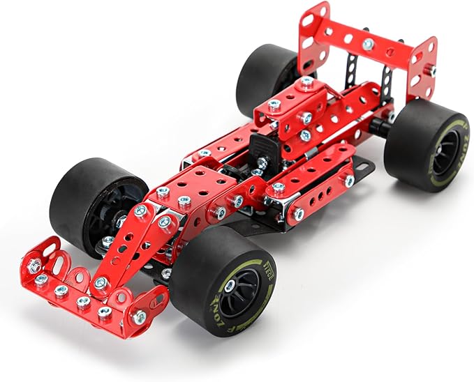 BESTYMXY Building Kit Car Model 1:20 Scale Race Car Metal Model STEM Project Building Assembly Toy Set STEM Projects Toys for Boys 8-12 Red Vehicle DIY Assembly Metal Model