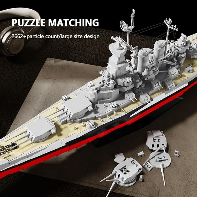 USS North Carolina (BB-55) Battleship Building Kit WW2 US Navy High-Speed Battleship a Toy Gift Warship for Military Enthusiasts and Adults (39106)