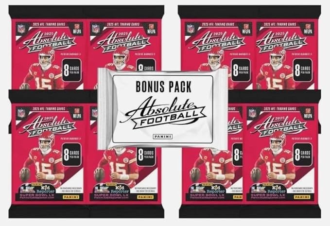 2025 Panini Absolute Football Trading Card Bundle Box 8 Packs Per Box and 1 Bonus Pack