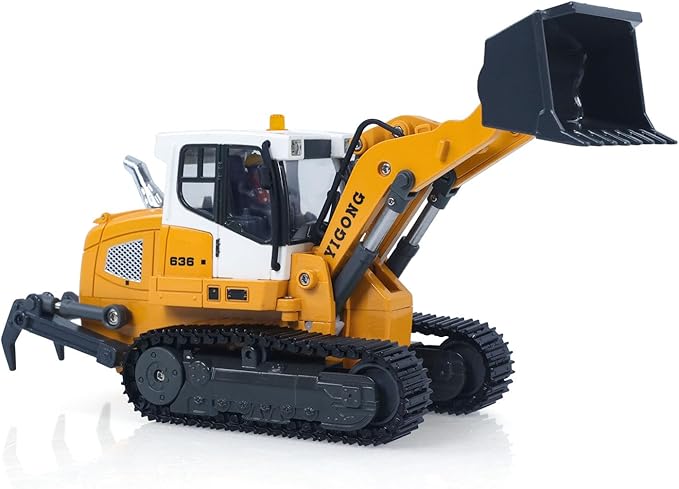 TOUCAN RC HOBBY 1/50 RC Tracked Loader Electric Lifting Radio Control Model Vehicle Metal Openable Bucket Tracks Ripper Soil Loosening Hook for Ages 14+