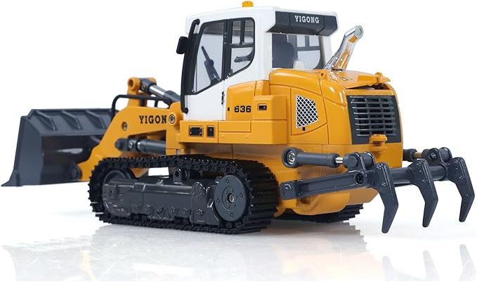 TOUCAN RC HOBBY 1/50 RC Tracked Loader Electric Lifting Radio Control Model Vehicle Metal Openable Bucket Tracks Ripper Soil Loosening Hook for Ages 14+