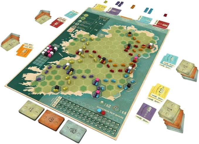 Capstone Games Irish Gauge Strategy Board Game for Ages 15+ | Economic Railroad Investment with Auction Bidding and Shareholding Route Expansion Euro Style Railway Network | 3-5 Players | 60 Min