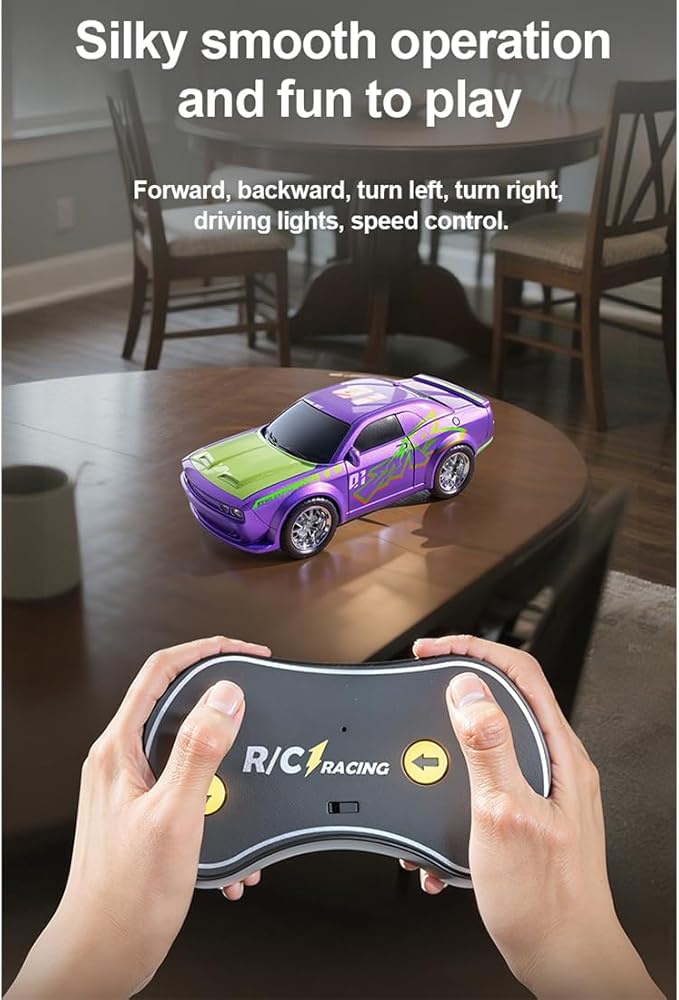 RC Alloy Racing Car 1/43 Scale 2.4G 5CH Mini Drift Car with ulti-Light System Dual-Speed Modes APP Control