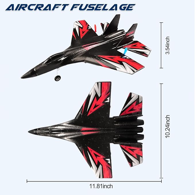 Fremego SU27 RC Plane 2.4GHZ RC Airplane Ready to Fly Remote Control Airplane W/ 2 Batteries &amp 6-axis Gyro Stabilizer 2CH RTF Hobby RC Glider for Beginners Kids Boys Girls Adults