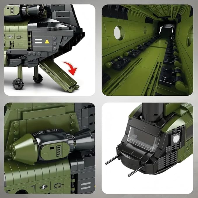 CH-47 Chinook Helicopter Model Toy Building Block Military Transport Airplane Toy Kit for Teenagers and Adults(1451 Pieces)