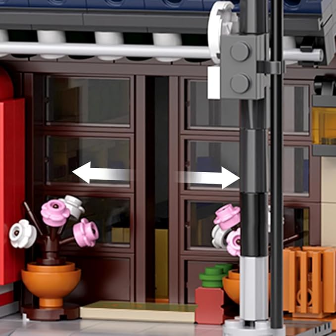 Japanese Tea House Mini Building Set with LED - Japanese Street View Simulation Architecture Construction ToyMini Brick 1219pcs