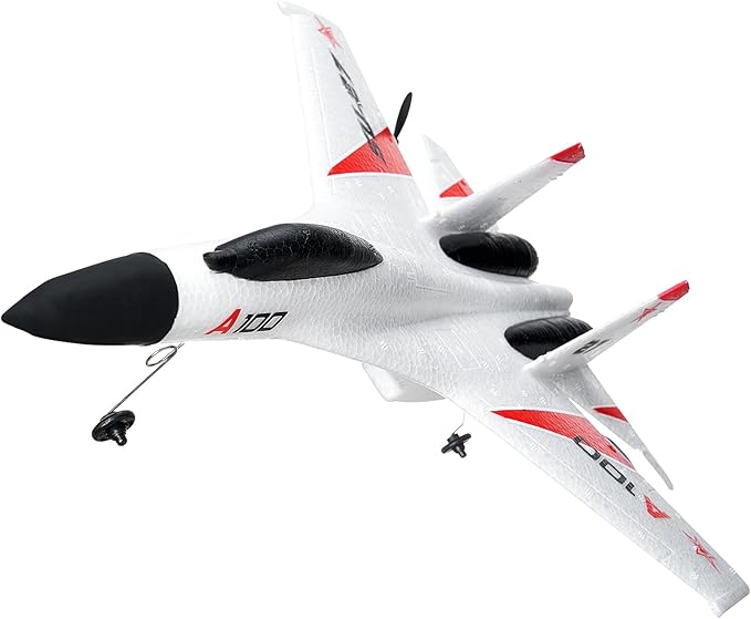 VEVOR RC Plane 2.4GHZ 4 Channel RC Airplane with 6-Axis Gyro Stabilizer&amp2 Batteries Ready to Fly SU-27 Fighter Aircraft Plane Toy for Adults Kids Beginners Boys Birthday/Xmas Child Gift