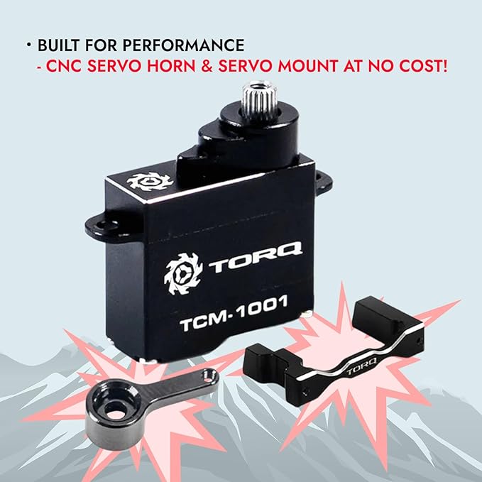 Helidirect TORQ Servo Coreless Micro Servo for Losi Micro B Upgrades Mini Z 1/27 1/28 RC Cars Brushed Mini RC Buggy 1/24 Scale Accessories High Torque Precision Scale (TCM-1001 with Car Horn &amp Mou