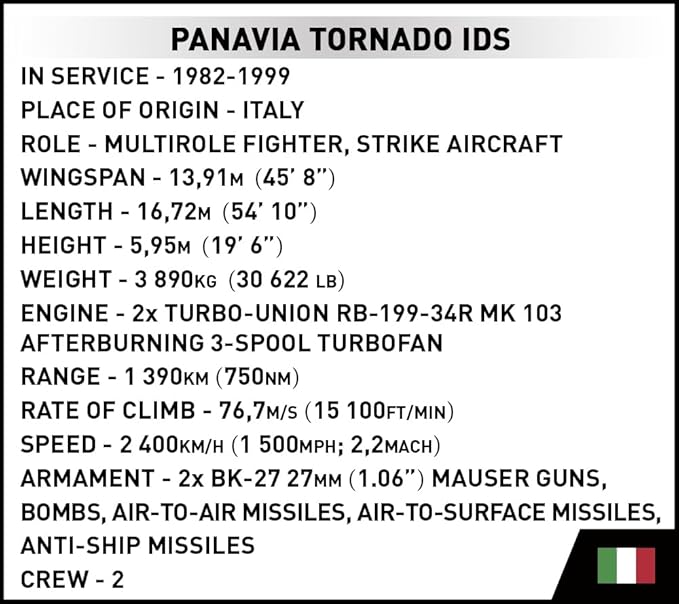COBI Armed Forces Panavia Tornado IDS (Italia) Building Set 483 Pieces