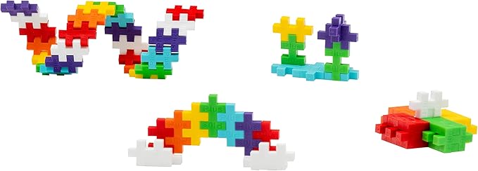 PLUS PLUS 240 Piece Interlocking Building Blocks for Kids Open Ended Connecting Toys STEM Bin Mini Manipulatives - Rainbow Mix Play Tube &amp Baseplate