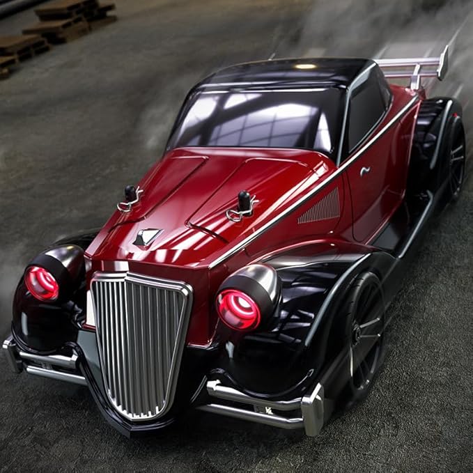 1:16 Scale Off-Road Retro Classic Car SCY-16302-2.4G 4WD 35km/h High-Speed Racing Damping Climbing Off-Road Vehicles Christmas Birthday Gift for Adults(Metal Red)