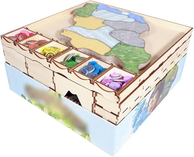 The Broken Token Game Organizer Compatible with Spirit Island - Wooden Game Organizing Box with Multiple Trays