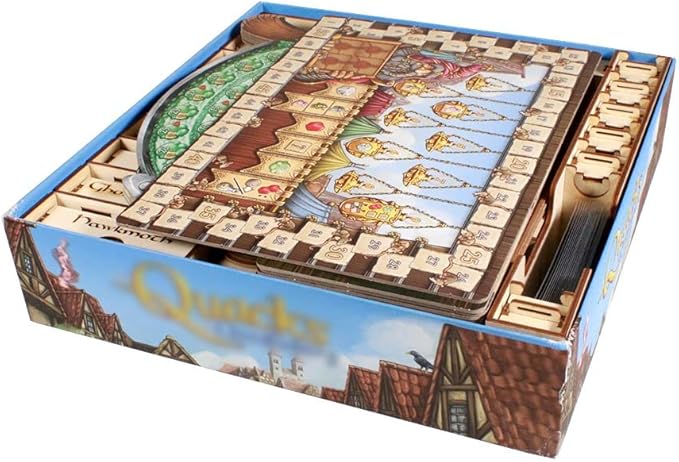 The Broken Token Game Organizer Compatible with Quacks of Quedlinburg - Wooden Game Organizing Box with Multiple Trays