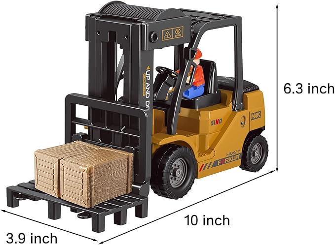 Remote Control Forklift 11 Channel Rc Forklift Cranes Construction Toys w/Boxes/Sound and Light Spray Two Rechargeable Batteries Kids Forklift Toy Christmas &amp Birthday Gifts