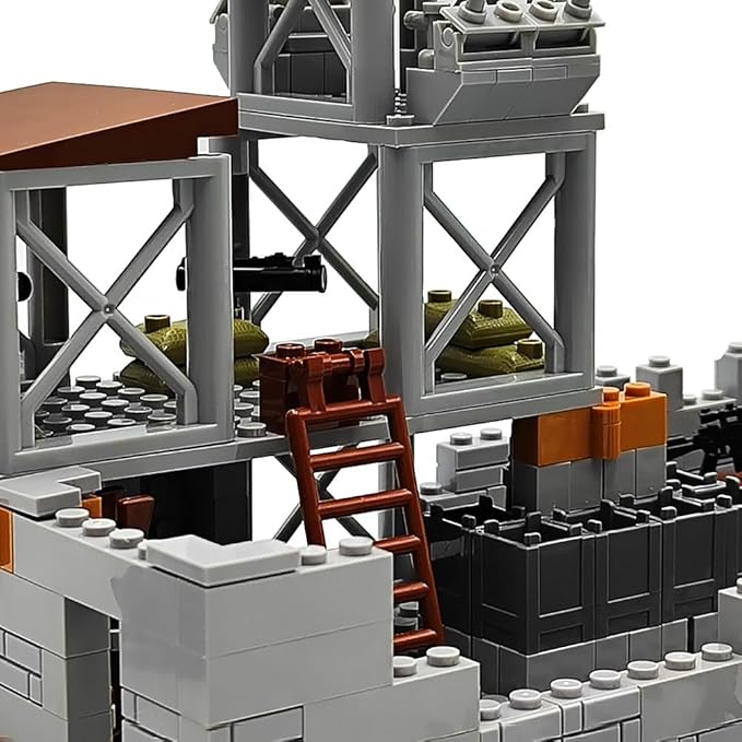 ZHX Military Base Building Brick Set for Army Minifigure War Accessories Defence Base Guard Tower Guns Weapons Building Block Toy for Kids 8 10 12 14 Years