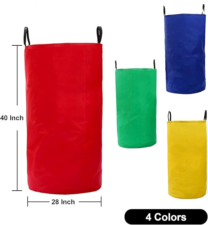 Wowagoga Potato Sack Race Bags 28x40'' Colorful Jumping Pocket Adult Sense Sports Game Equipment Party Accessory for Field Day Outdoor Picnic Party(Set of 4)