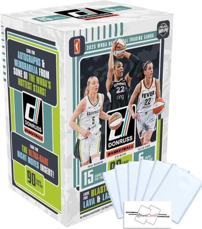 2025 Donruss Women's Basketball WNBA Blaster Box with 90 Total Trading Cards + 6 Toploaders and StreetCards Magnet! Look for Caitlin Clark!